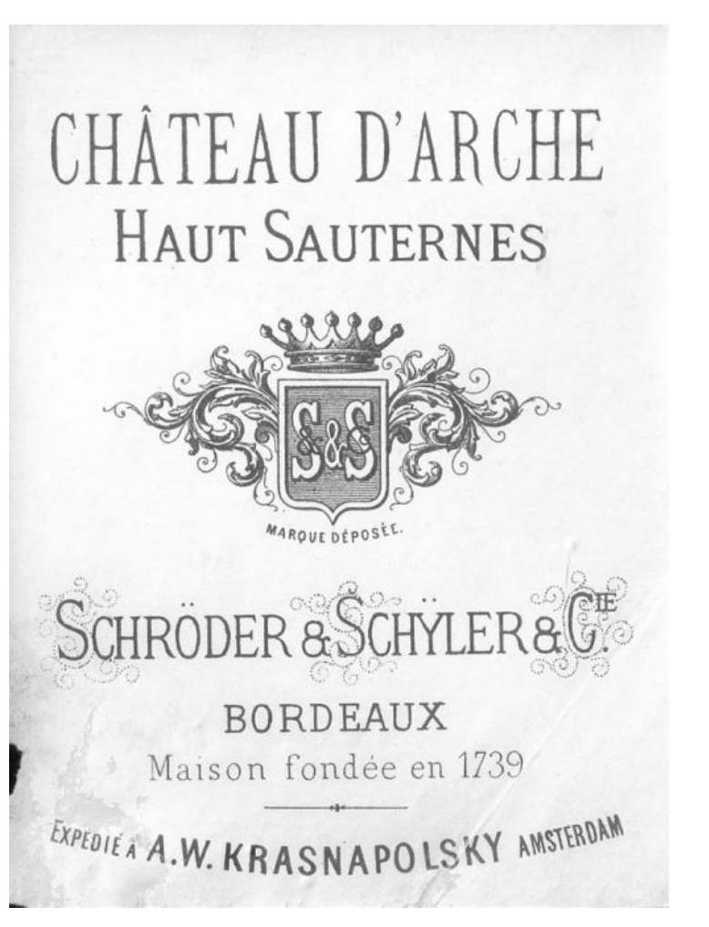Etiquette Château d'Arche, Haut-Sauternes, Schroder & schyler & Cie