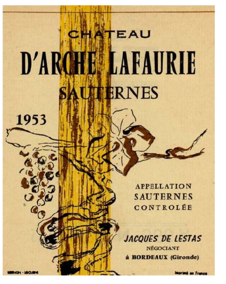 Château d'Arche Lafaurie 1953, Sauternes, Jacques de Lestras