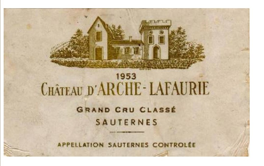 Etiquette vin, Château d'Arche Lafaurie 1953 Sauternes