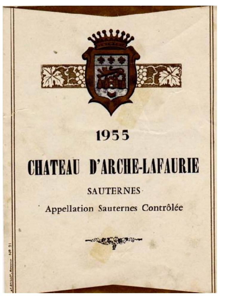 Etiquette vin, Château d'Arche Lafaurie 1955, Sauternes