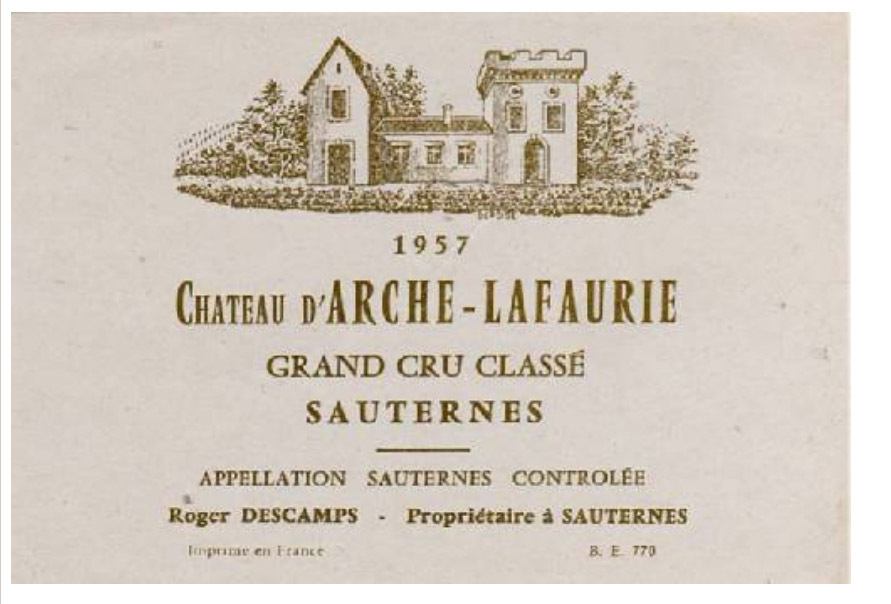 Château d'Arche Lafaurie 1957 Grand Cru Classé, Sauternes